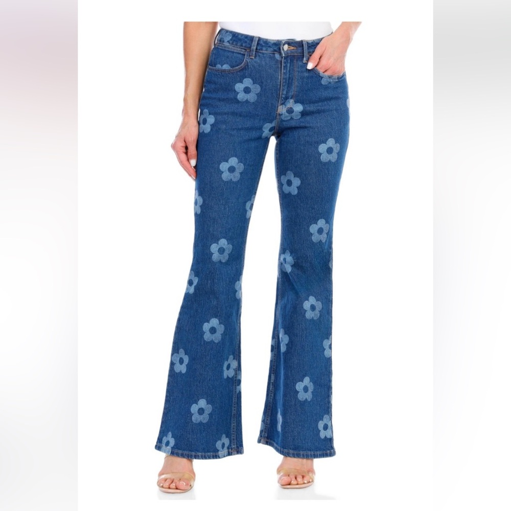 Wrangler Fierce Flare Jeans 27 California Daisy Floral High Rise NWT - Picture 7 of 11